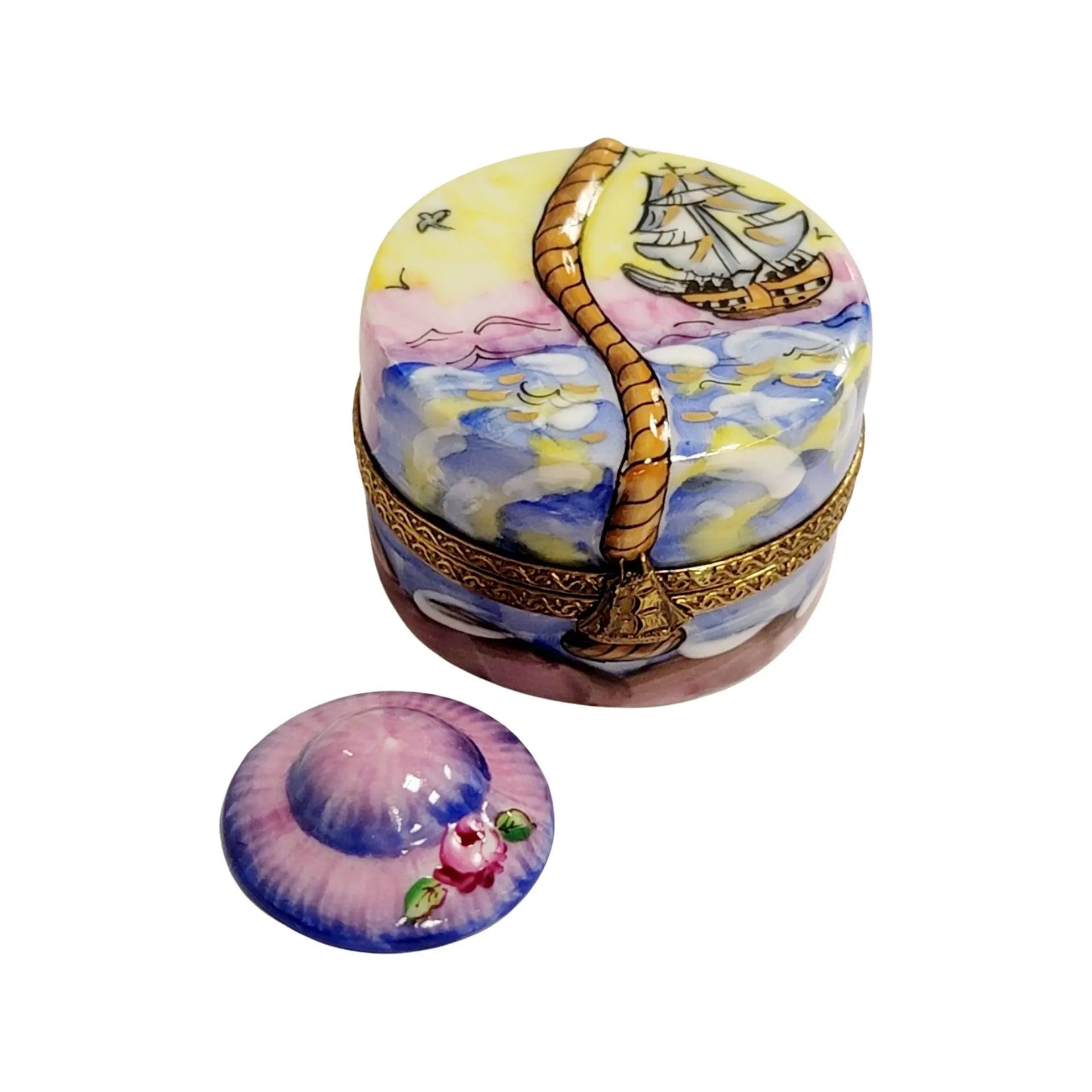 Designer Hat Box Figurine Porcelain Limoges hats fashion LIMOGES BoXES French Trinket Box