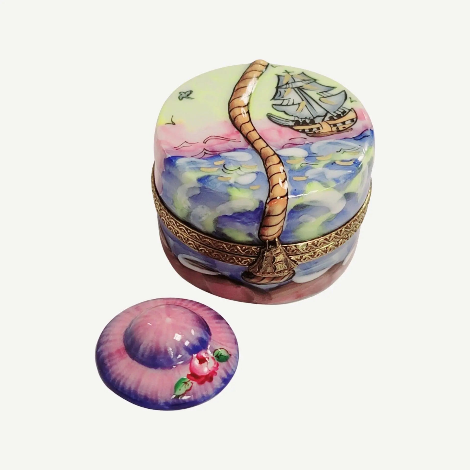 Designer Hat Box Figurine Porcelain Limoges hats fashion LIMOGES BoXES French Trinket Box