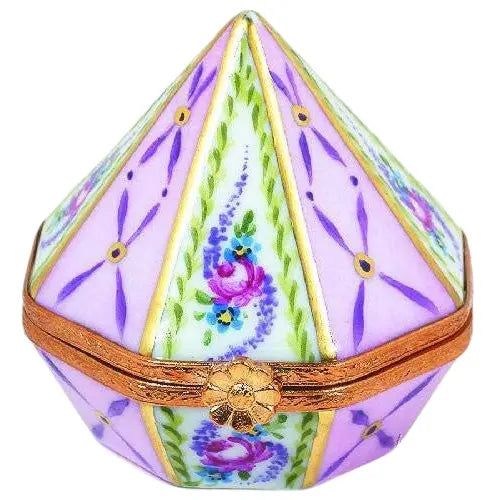 Diamond Shape:Malmaison Pink Porcelain Limoges Traditional French Trinket Box