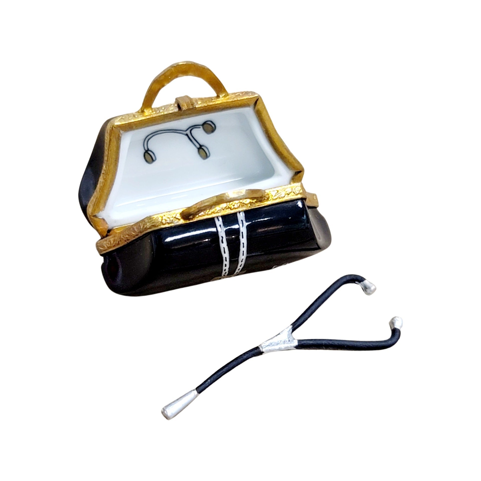 Elegant Limoges Doctor Bag Porcelain Limoges Professional French Trinket Box