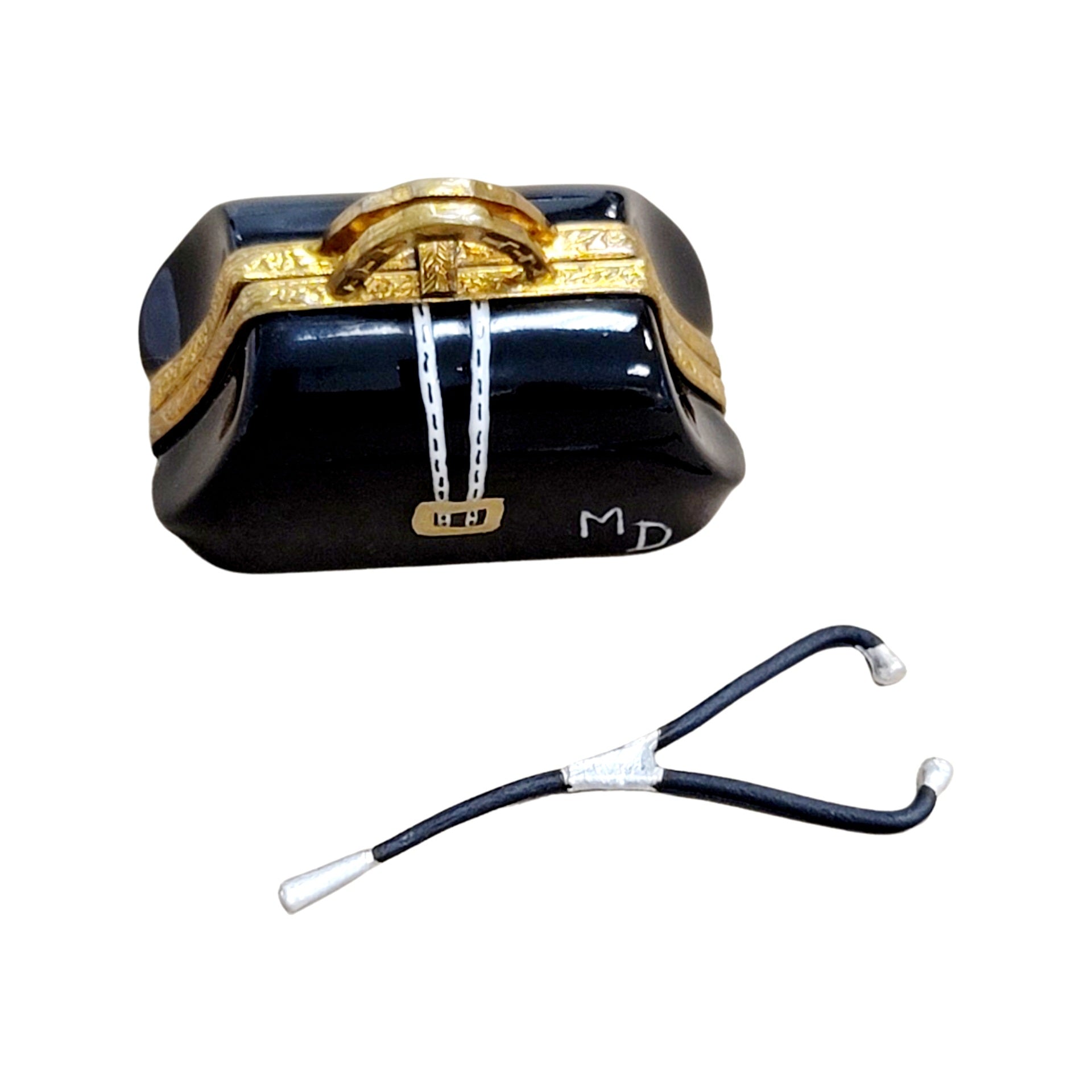 Elegant Limoges Doctor Bag Porcelain Limoges Professional French Trinket Box