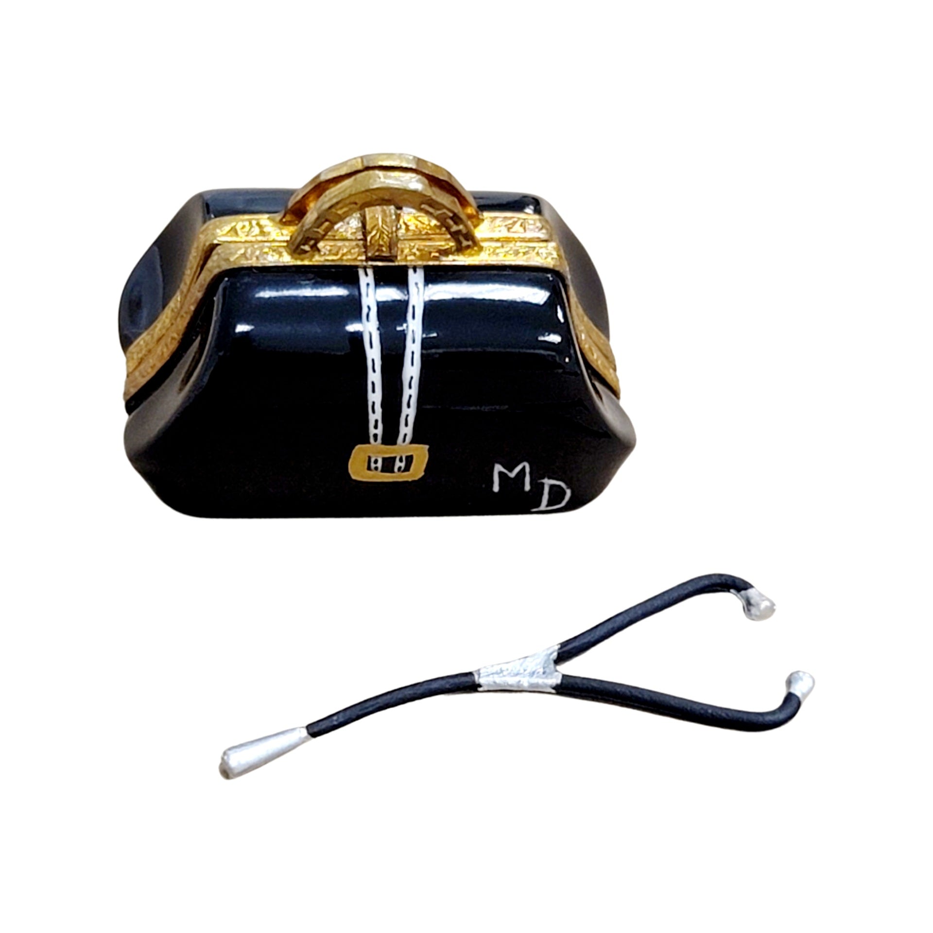 Elegant Limoges Doctor Bag Porcelain Limoges Professional French Trinket Box