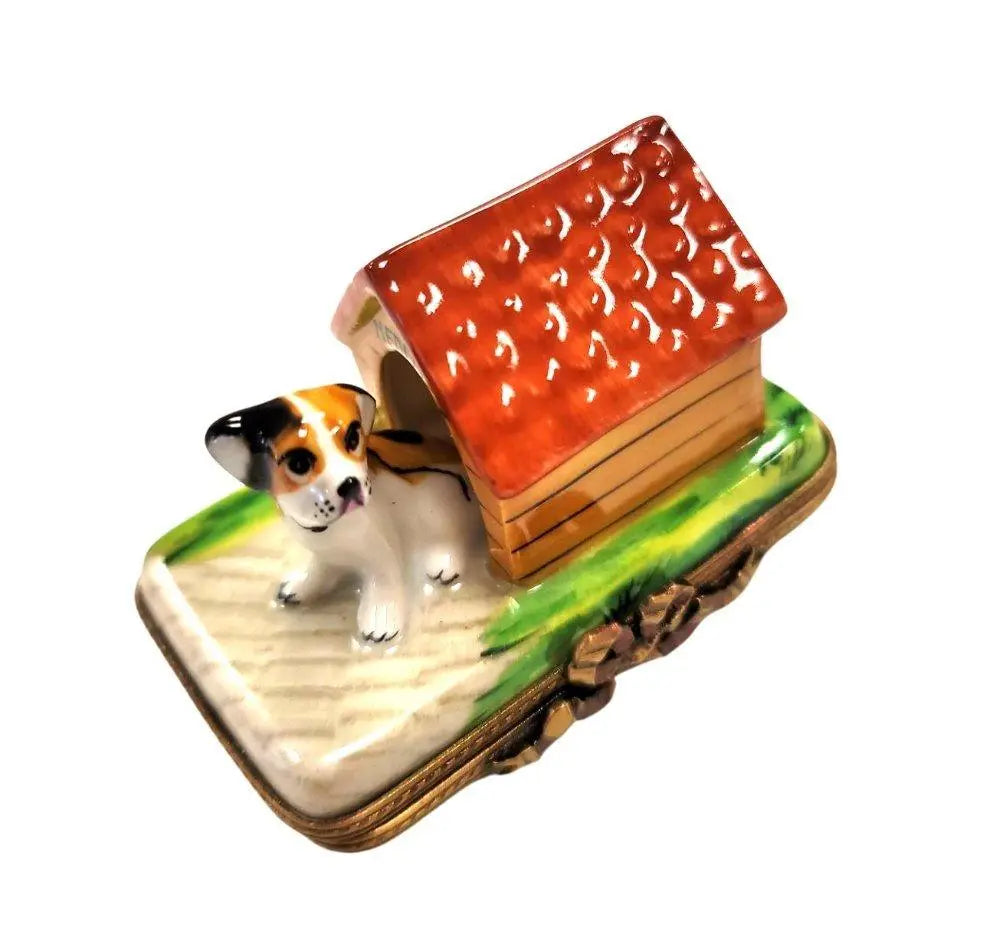 Dog in Cozy Doghouse Limoges Box Porcelain Limoges dog French Trinket Box