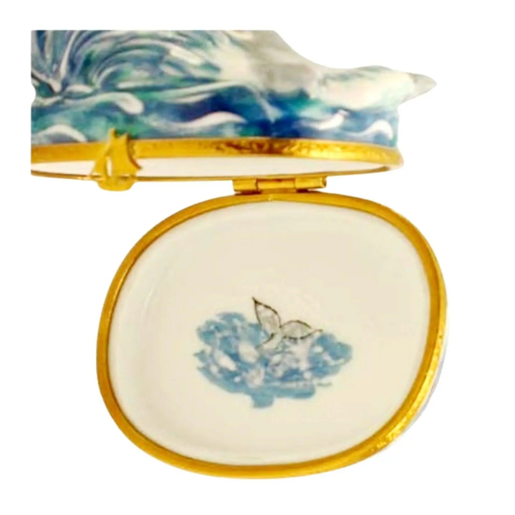 Dolphin Porcelain Limoges Fish Ocean French Trinket Box