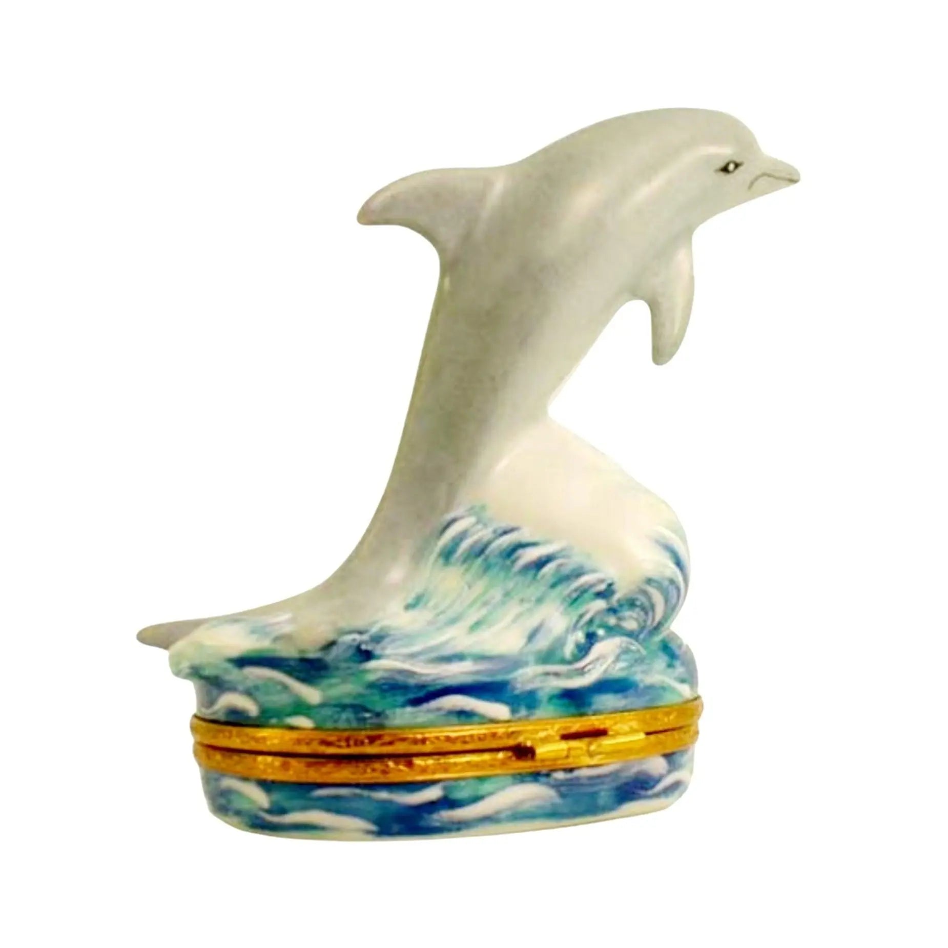 Dolphin Porcelain Limoges Fish Ocean French Trinket Box