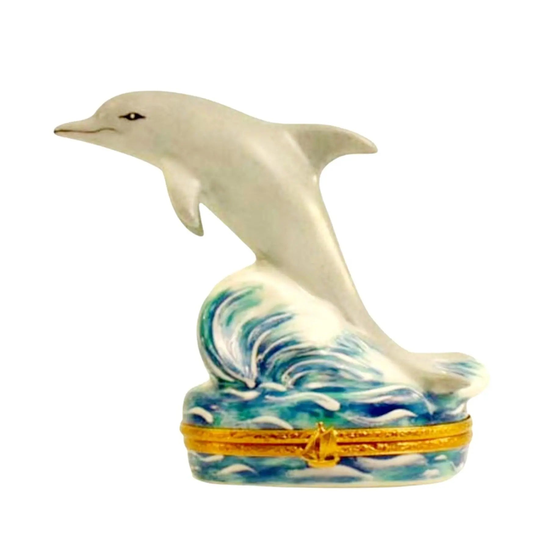 Dolphin Porcelain Limoges Fish Ocean French Trinket Box