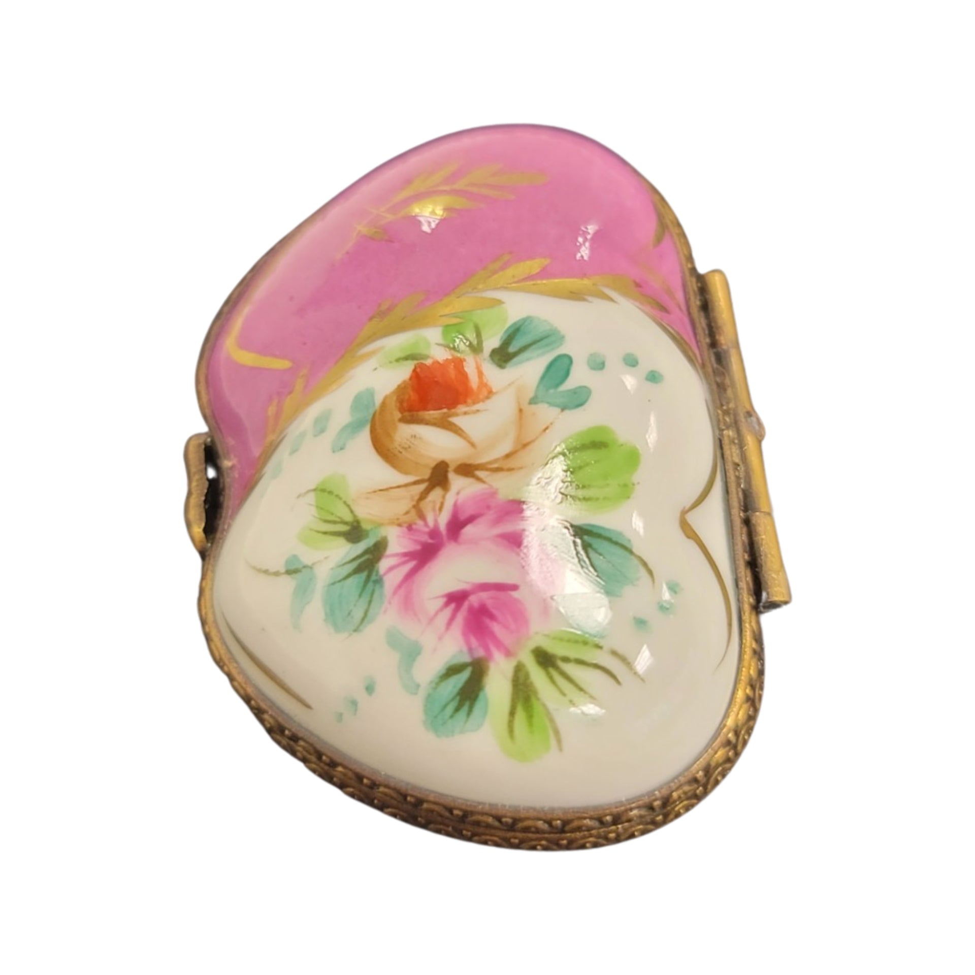 Double Pink Heart Box Porcelain Limoges hearts LIMOGES BOXES French Trinket Box