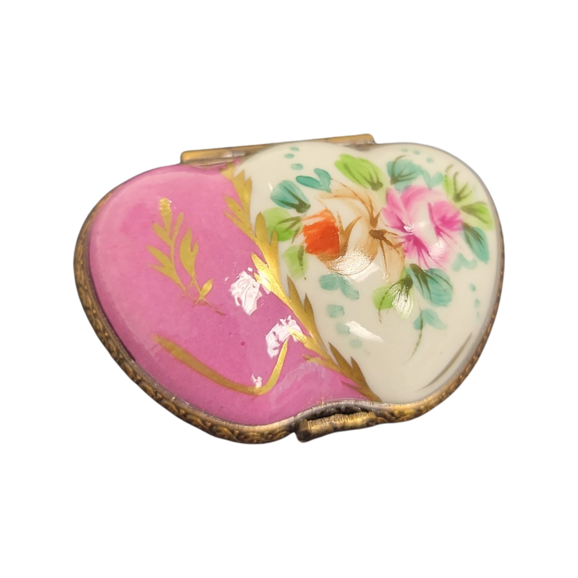 Double Pink Heart Box Porcelain Limoges hearts LIMOGES BOXES French Trinket Box