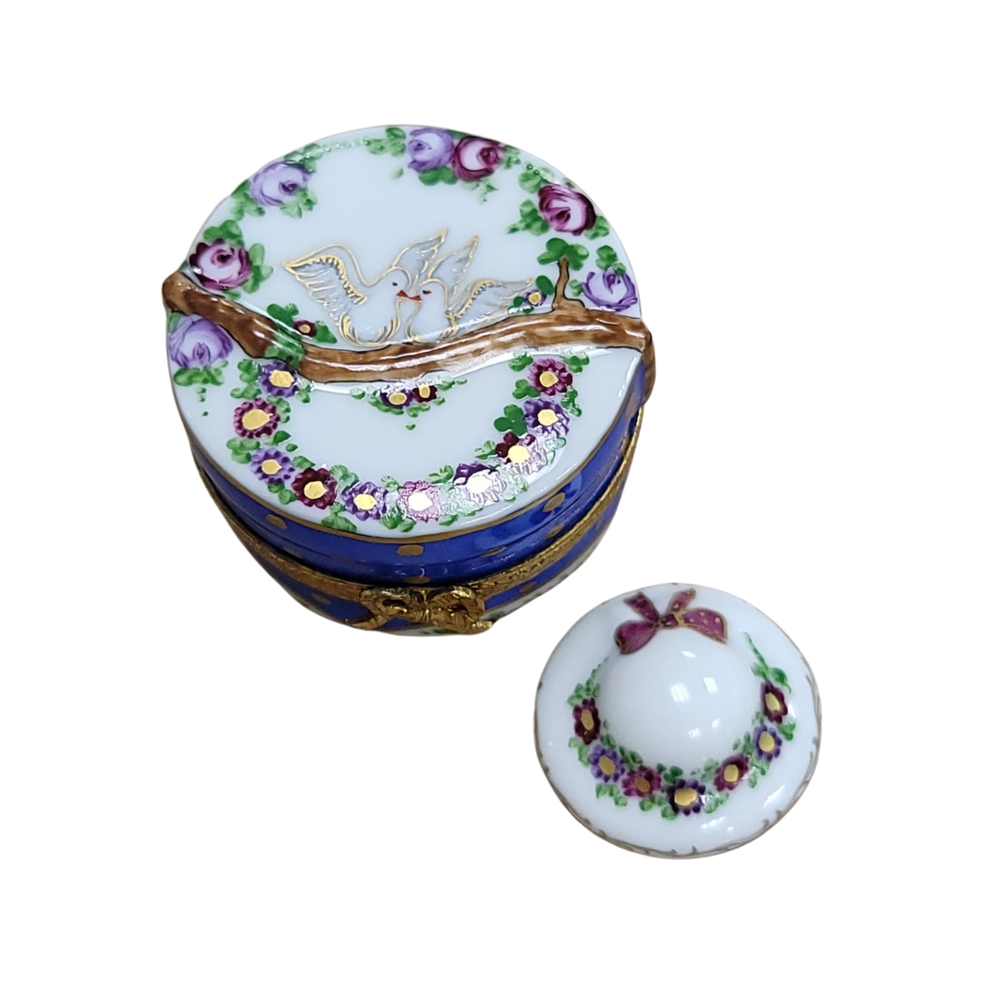 Doves Hat Porcelain Treasure Porcelain Limoges hats fashion LIMOGES BoXES birds French Trinket Box