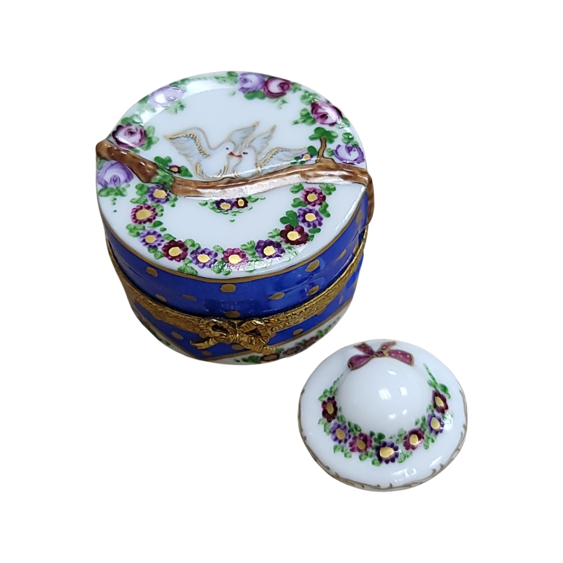 Doves Hat Porcelain Treasure Porcelain Limoges hats fashion LIMOGES BoXES birds French Trinket Box