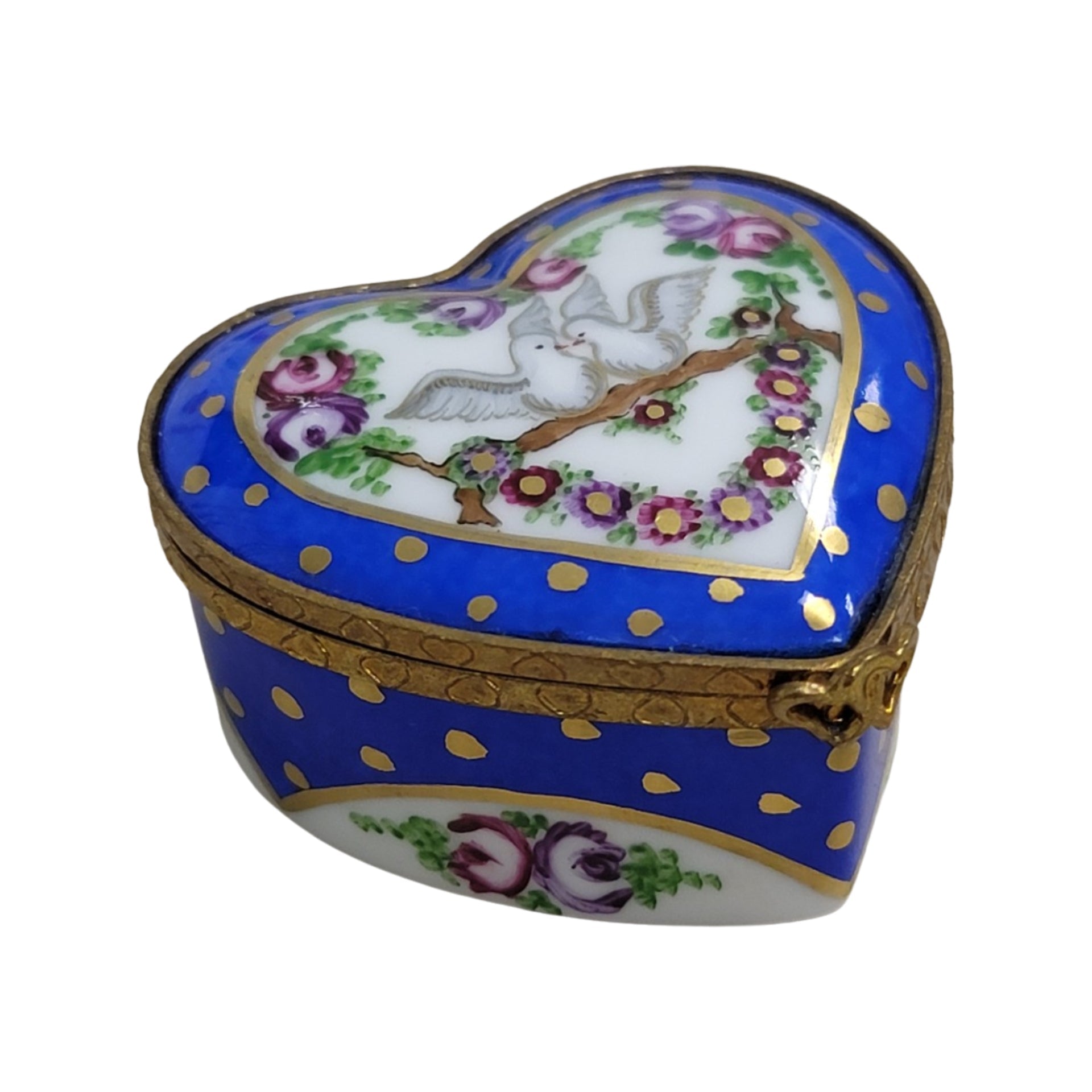 Doves on Heart Trinket Box Porcelain Limoges hearts LIMOGES BOXES bird French Trinket Box