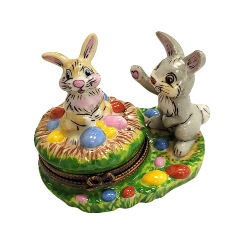Easter Bunny Basket w Eggs Limoges Box Porcelain Figurine-Easter-CH9J147