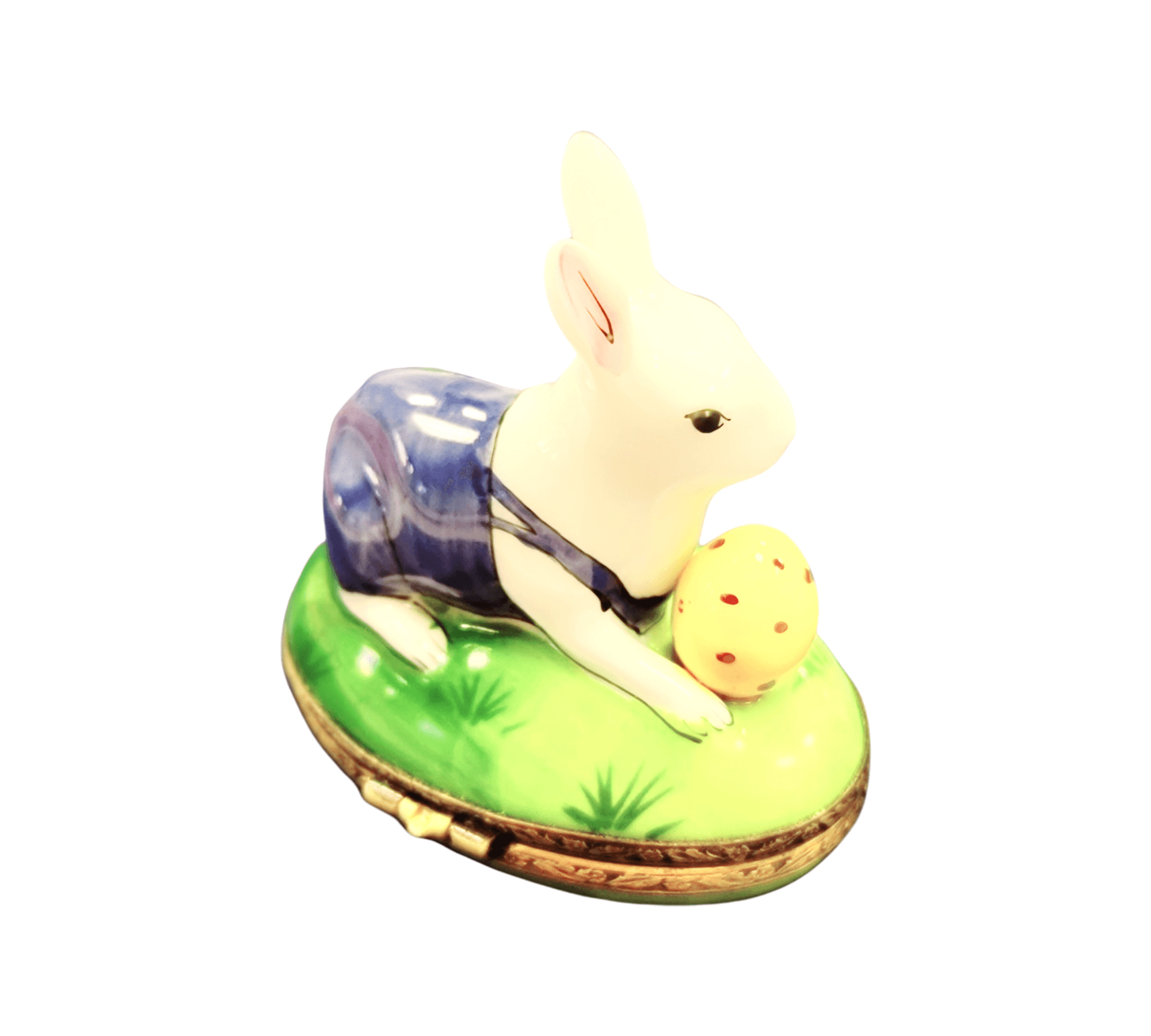 Easter Bunny with Egg Delight Porcelain Limoges rabbit Easter French Trinket Box