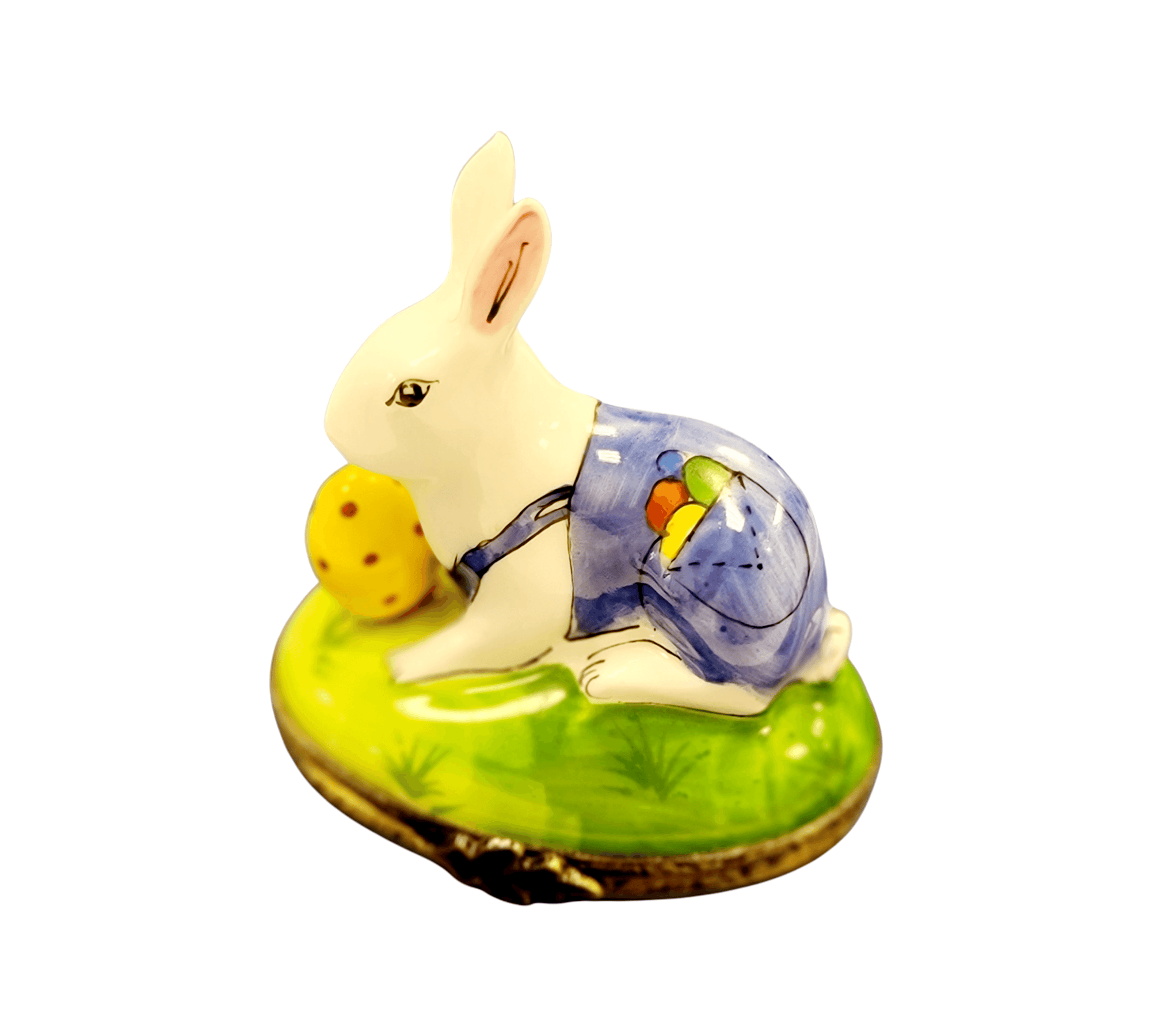 Easter Bunny with Egg Delight Porcelain Limoges rabbit Easter French Trinket Box