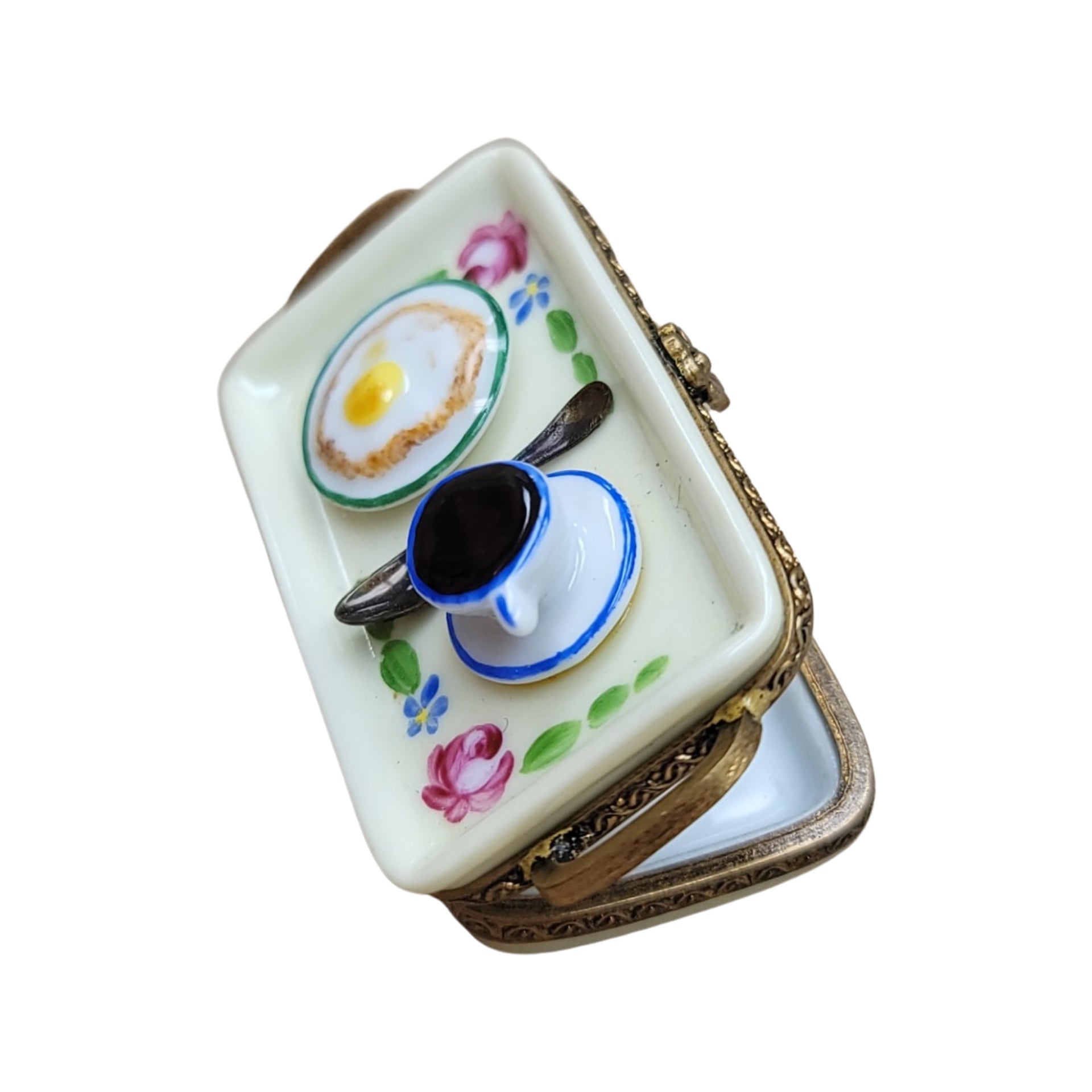 Egg And Coffee Delight Porcelain Limoges Food French Trinket Box