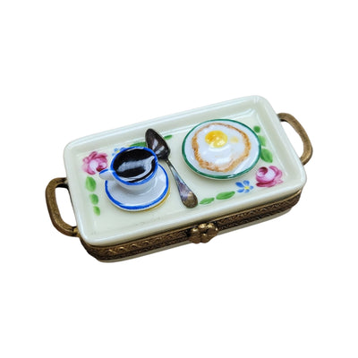 Egg And Coffee Delight Porcelain Limoges Food French Trinket Box