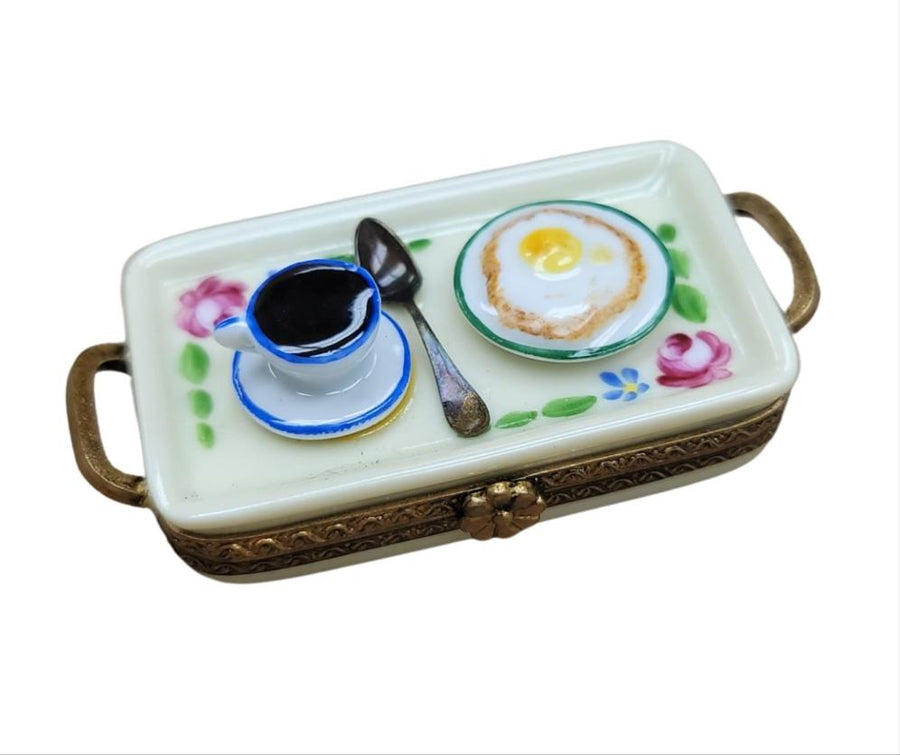Egg And Coffee Delight Porcelain Limoges Food French Trinket Box