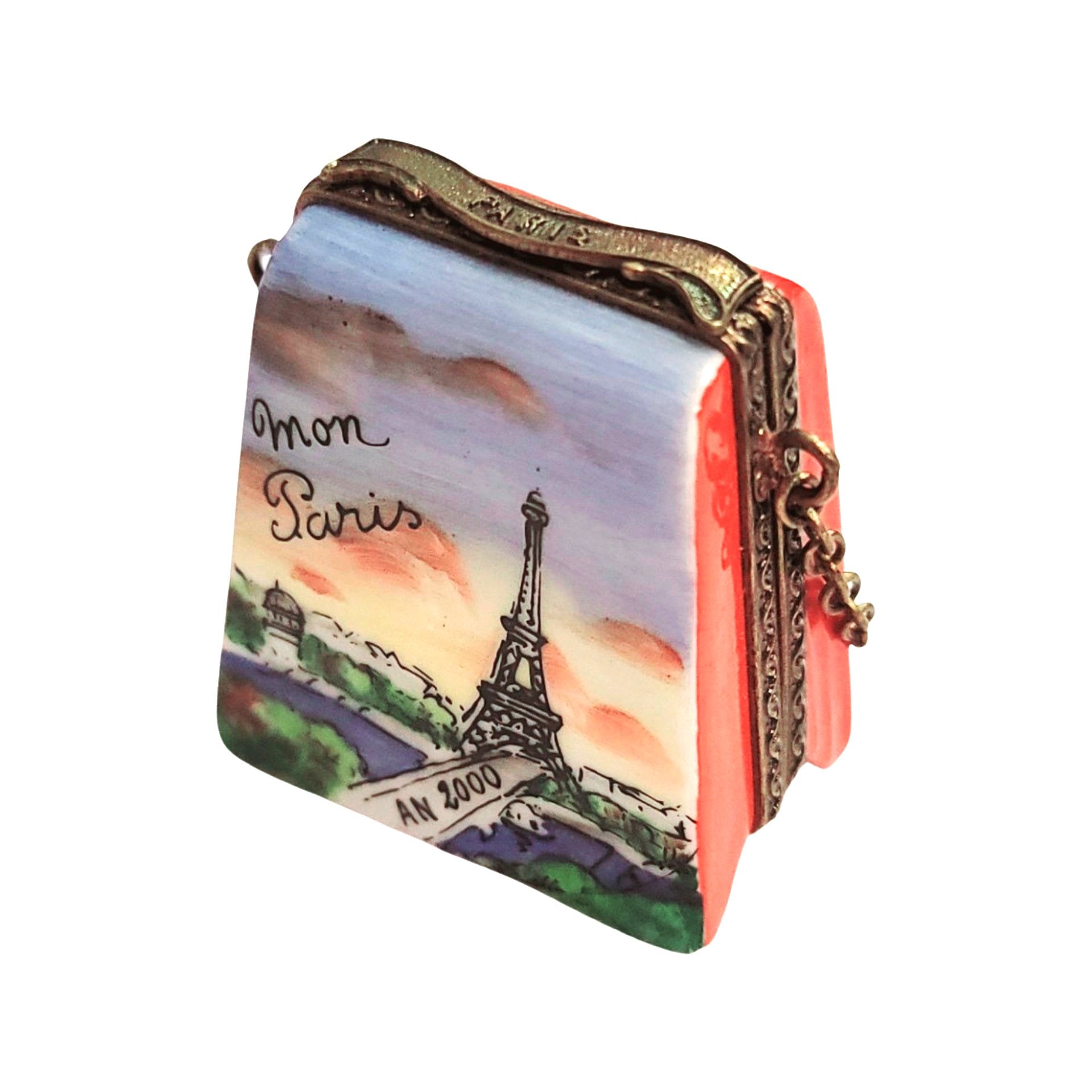 Eiffel Tower Paris Purse Box Porcelain Limoges france LIMOGES BOXES purse French Trinket Box