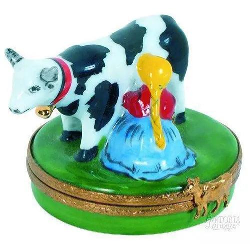 Eight Maids A-Milking - 12 Days Of Christmas Porcelain Limoges xmas theme French Trinket Box