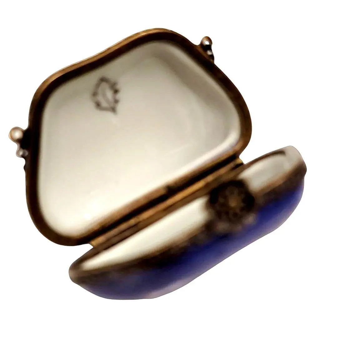Electric Blue Flower Purse Box Porcelain Limoges purse trinket box limoges French Trinket Box