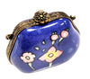 Electric Blue Flower Purse Box Porcelain Limoges purse trinket box limoges French Trinket Box