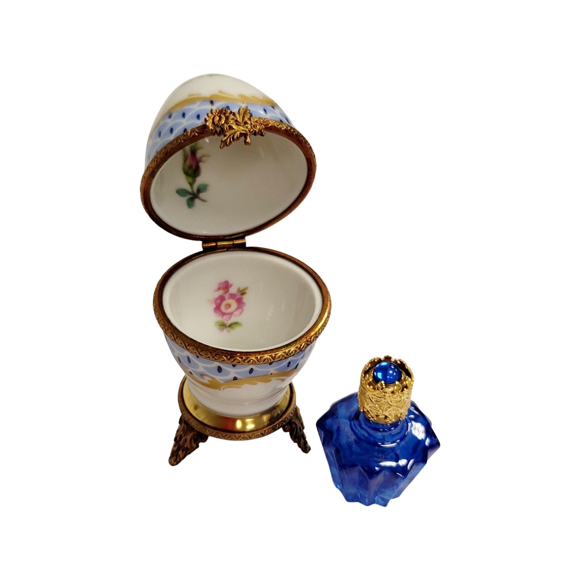 Elegance in Egg Perfume Porcelain Limoges Perfume egg French Trinket Box