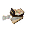 Elegant Bed with Nightgown Box Porcelain Limoges wedding furniture French Trinket Box