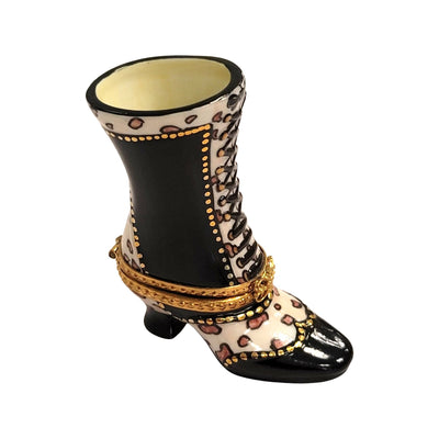 Elegant Black Boot Shoe Figurine Porcelain Limoges shoe figurine LIMOGES BOXES French Trinket Box