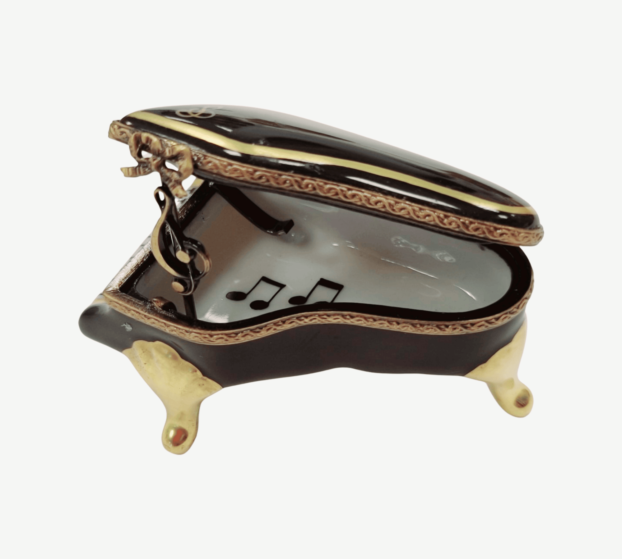 Elegant Black Grand Piano Box Porcelain Limoges music Rochard Limoges Box French Trinket Box