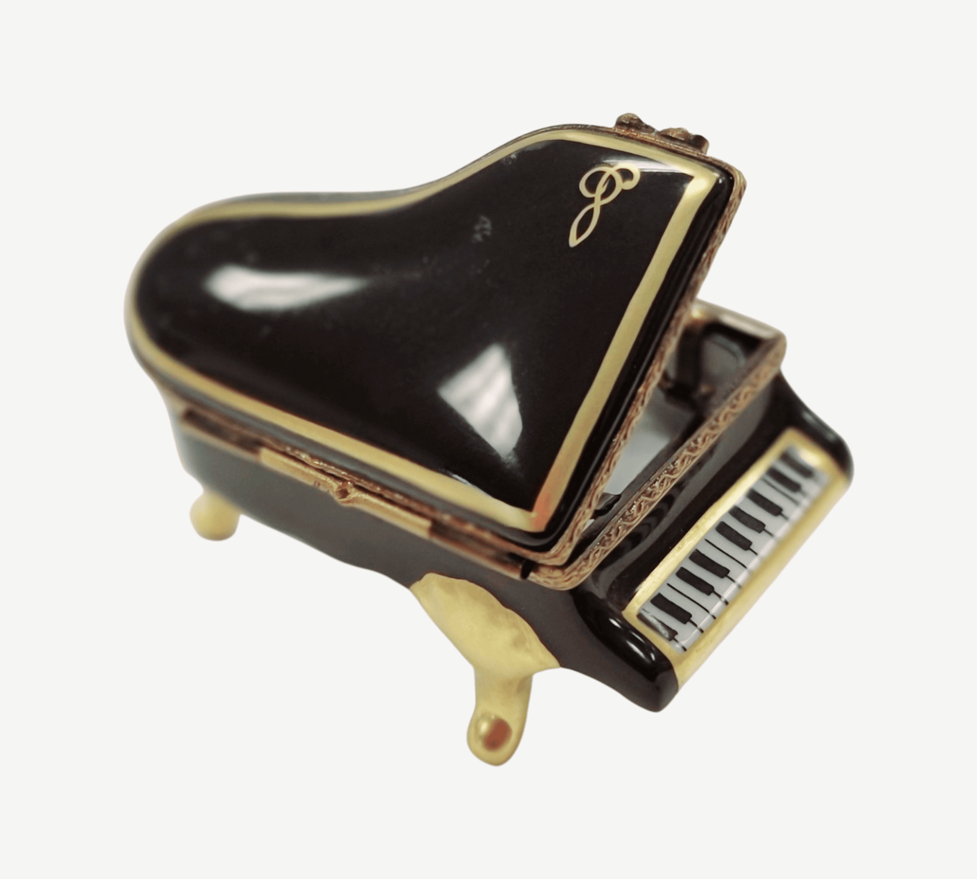 Elegant Black Grand Piano Box Porcelain Limoges music Rochard Limoges Box French Trinket Box