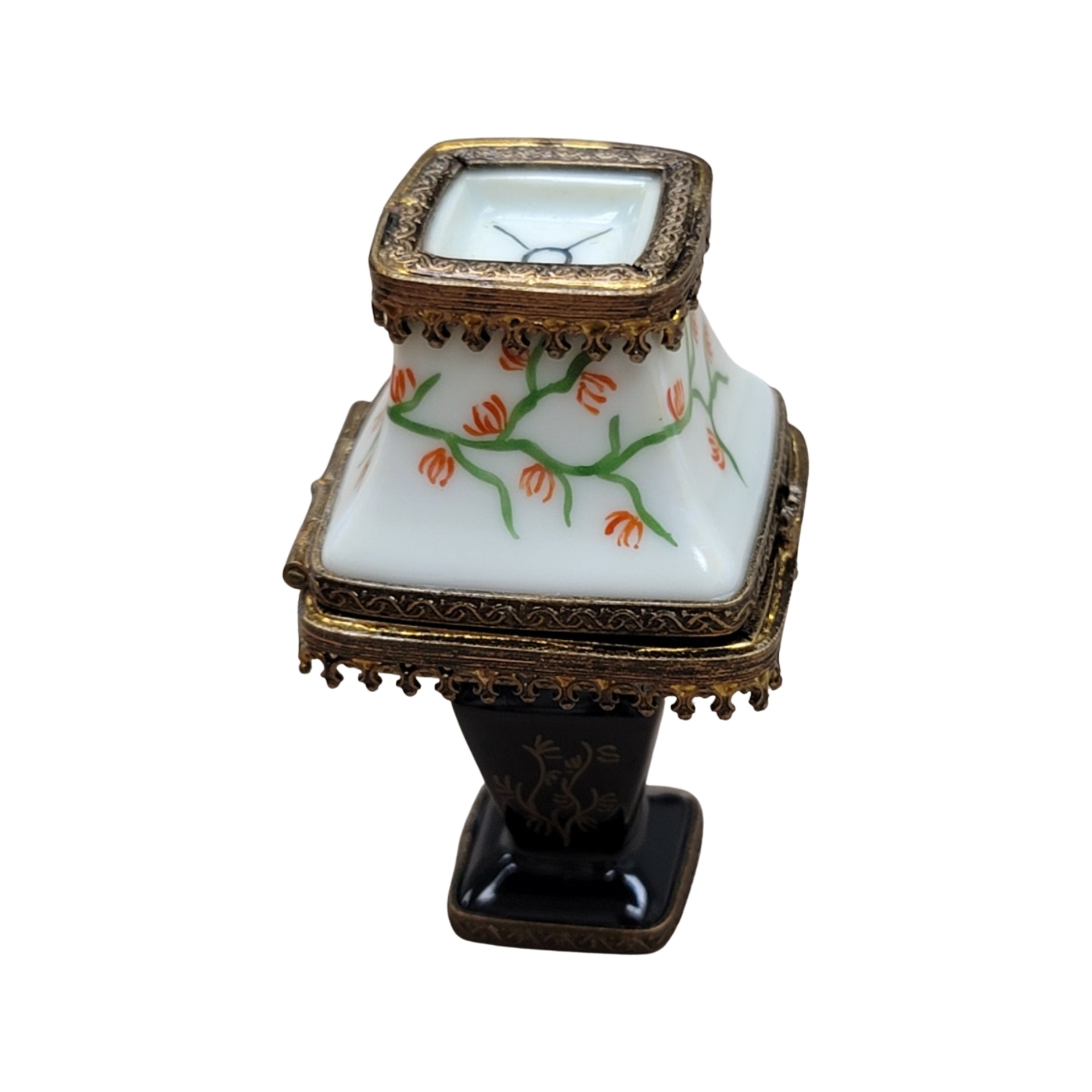 Elegant Black Table Lamp Figurine Porcelain Limoges furniture French Trinket Box
