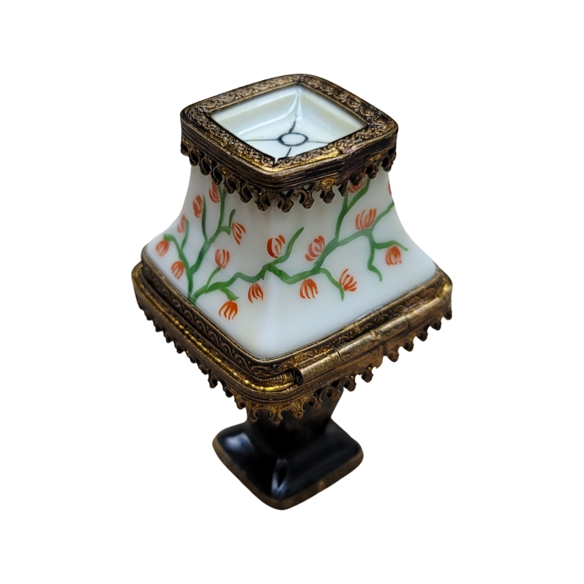 Elegant Black Table Lamp Figurine Porcelain Limoges furniture French Trinket Box
