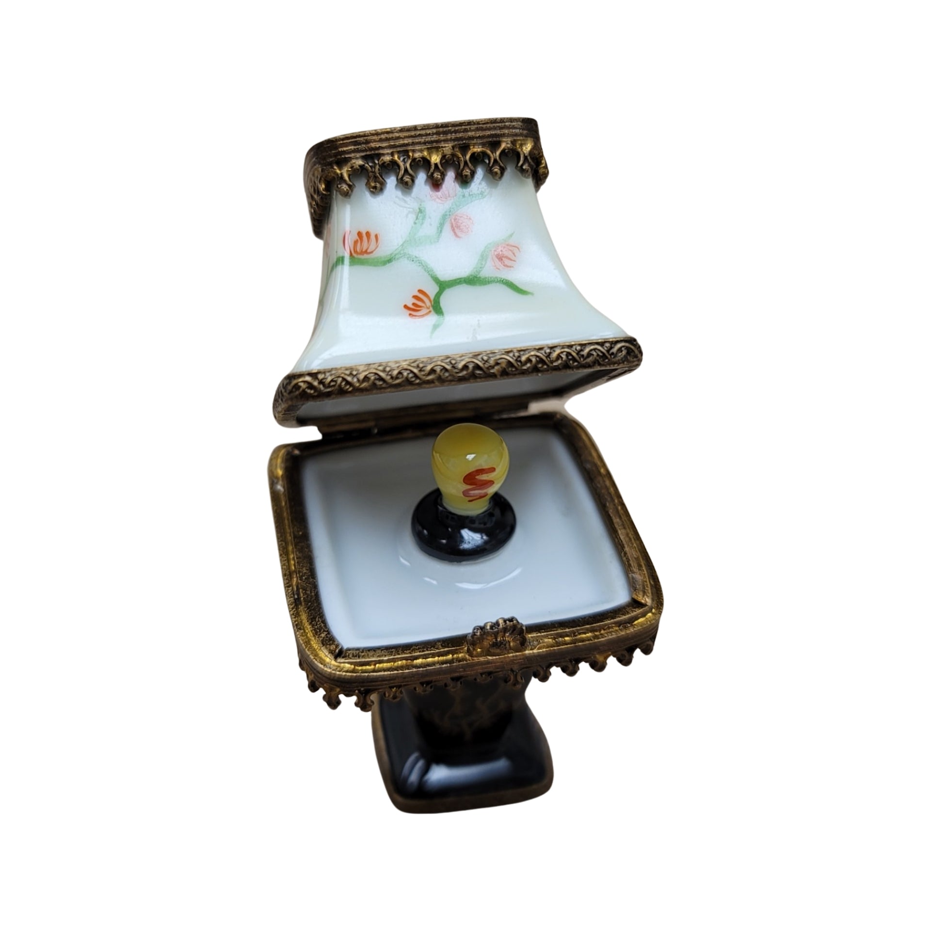 Elegant Black Table Lamp Figurine Porcelain Limoges furniture French Trinket Box