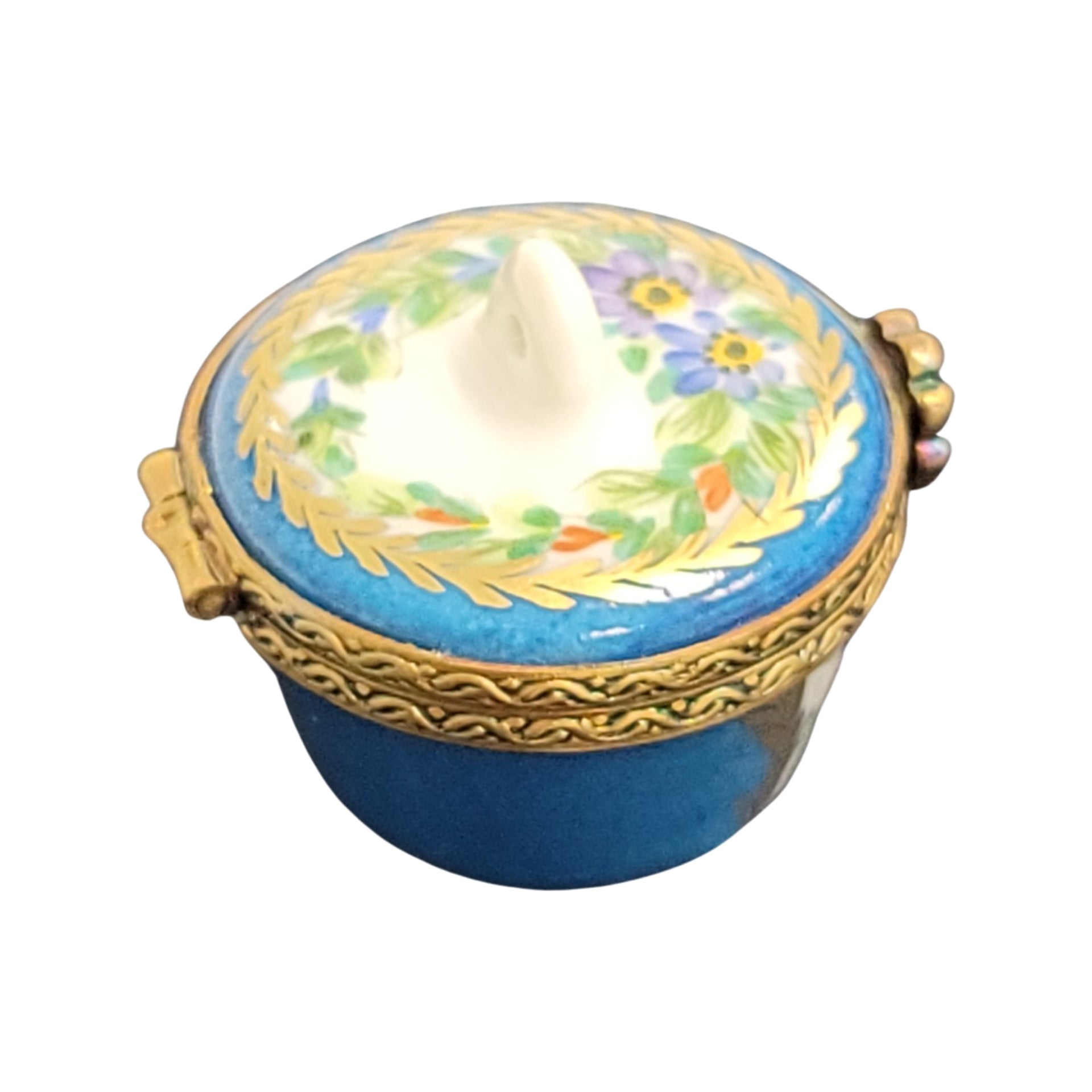 Elegant Blue Floral Limoges Box Porcelain Limoges LIMOGES BOXES traditional French Trinket Box