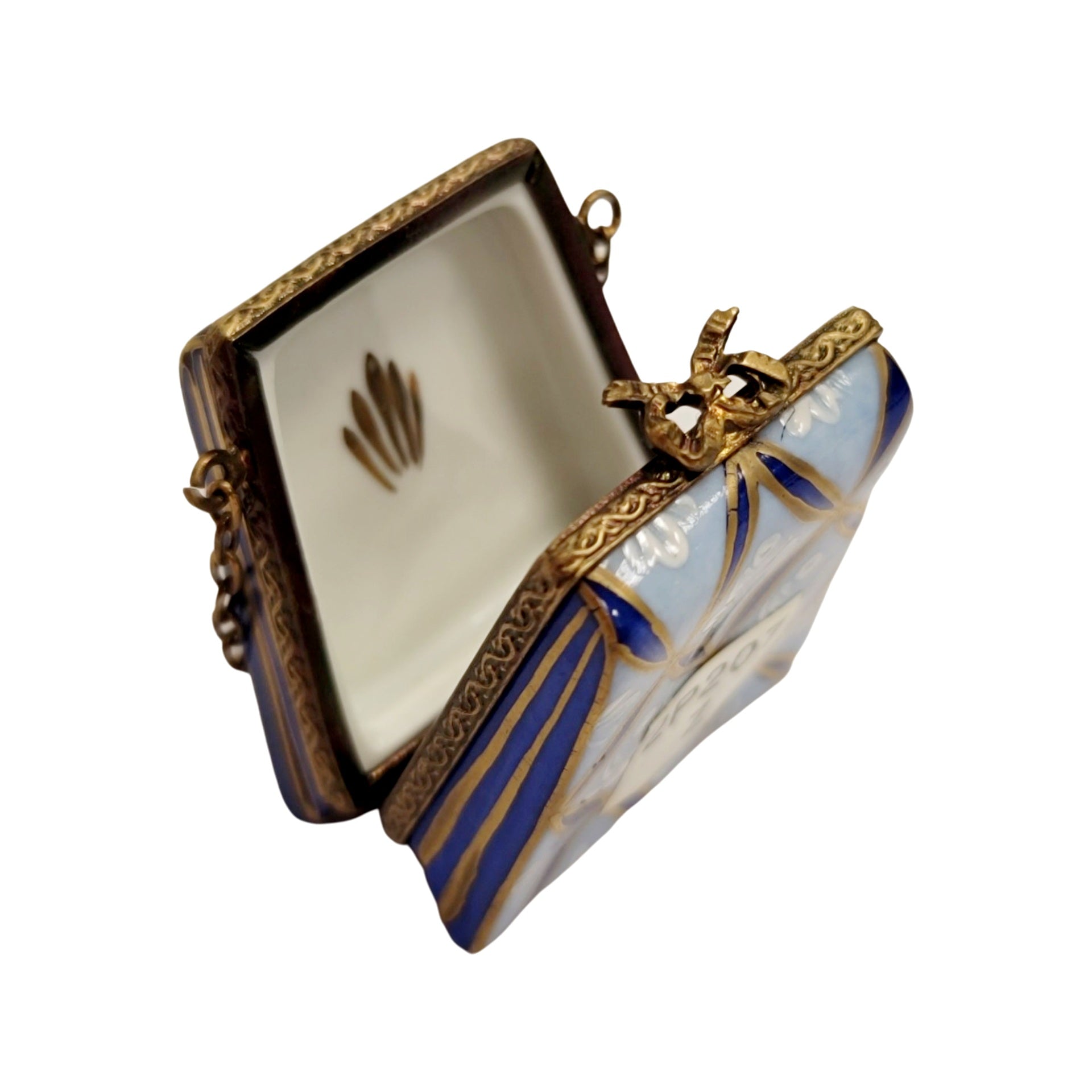 Elegant Blue Purse Limoges Box Porcelain Limoges LIMOGES BOXES purse French Trinket Box