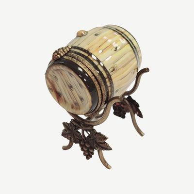 Elegant Brass Wine Barrel Figurine Porcelain Limoges wine spirit men France Limoges Box French Trinket Box