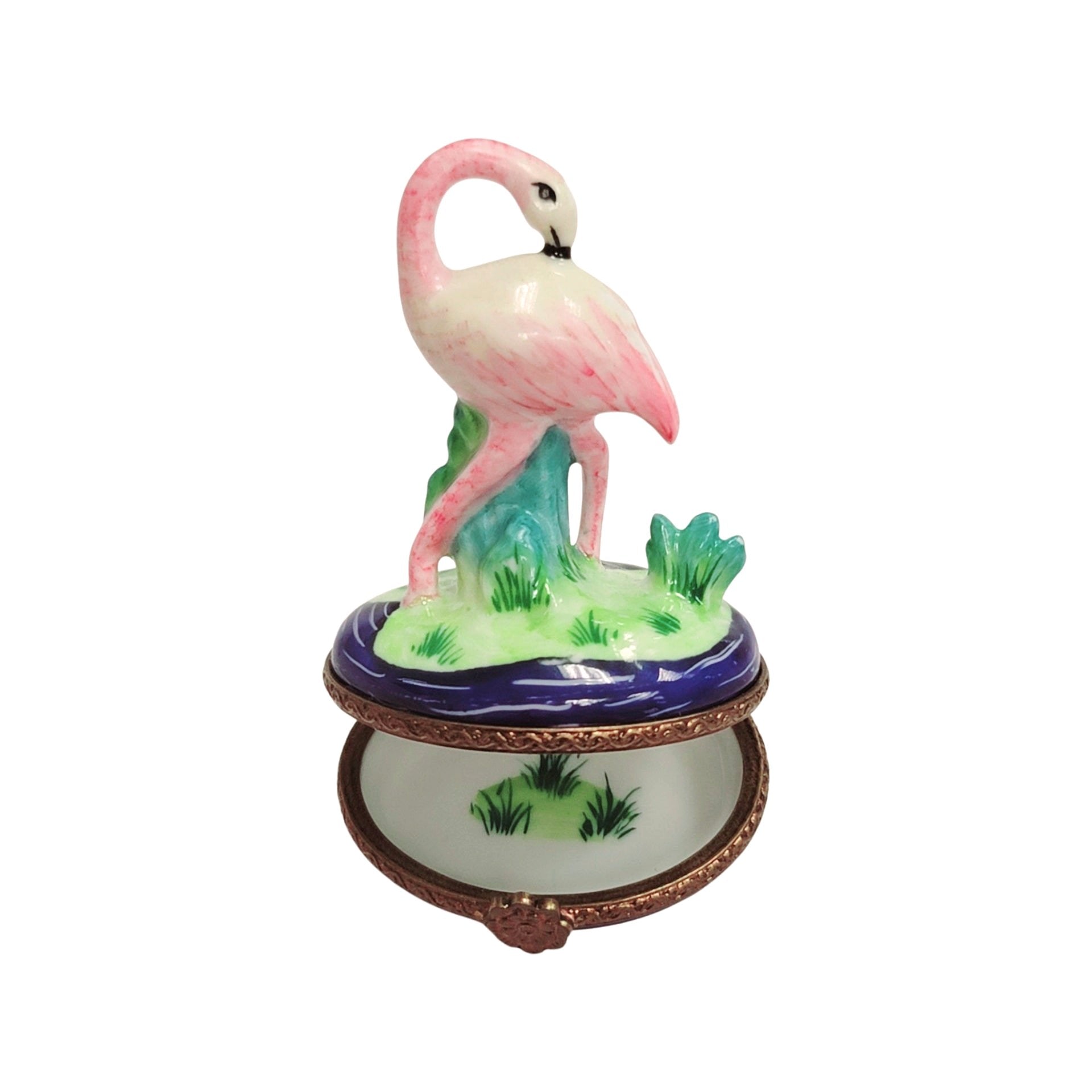 Elegant Flamingo Limoges Box Porcelain Limoges wild birds French Trinket Box