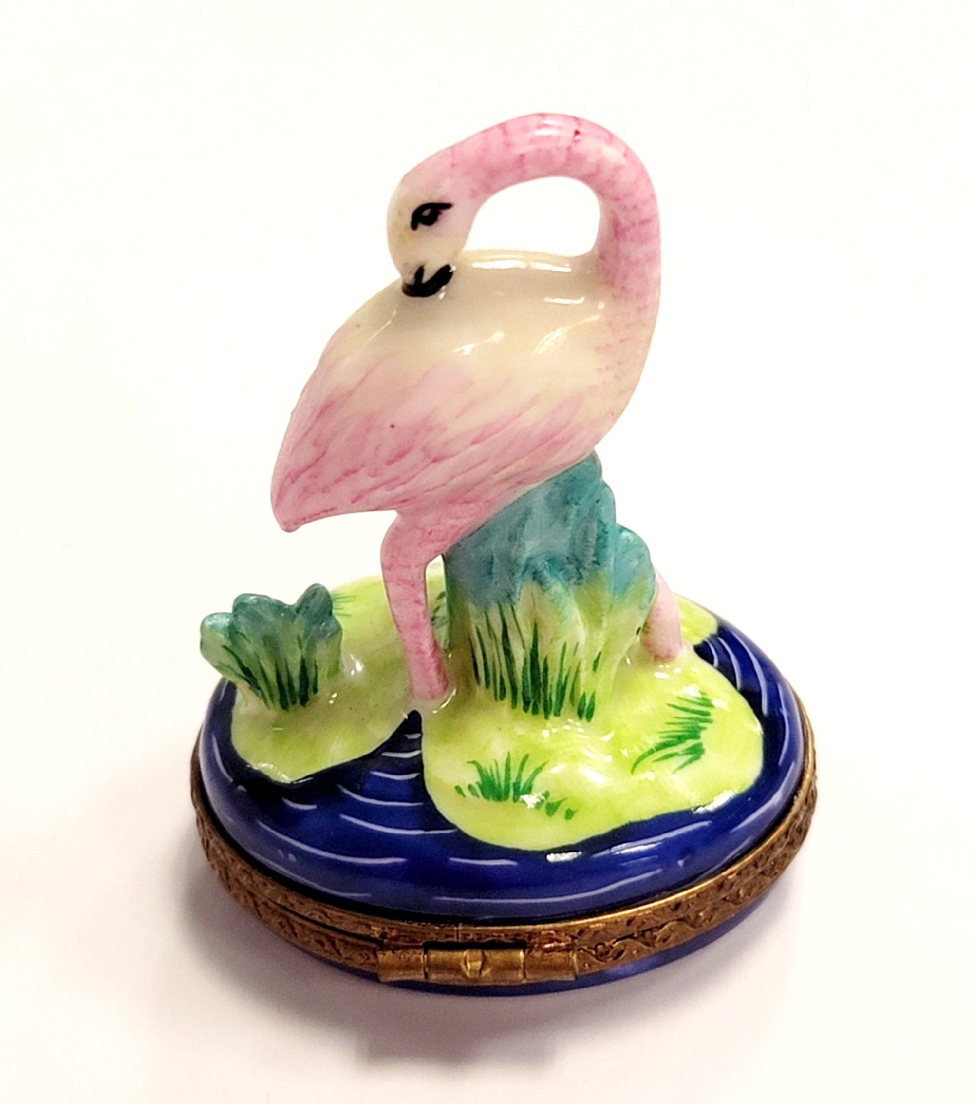 Elegant Flamingo Limoges Box Porcelain Limoges wild birds French Trinket Box