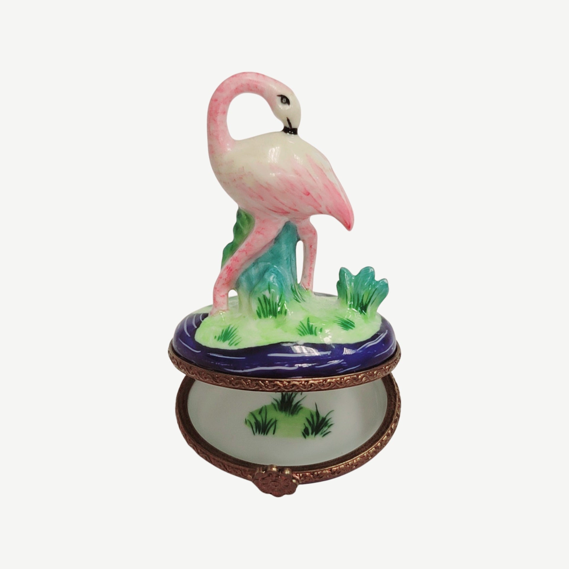 Elegant Flamingo Limoges Box Porcelain Limoges wild birds French Trinket Box