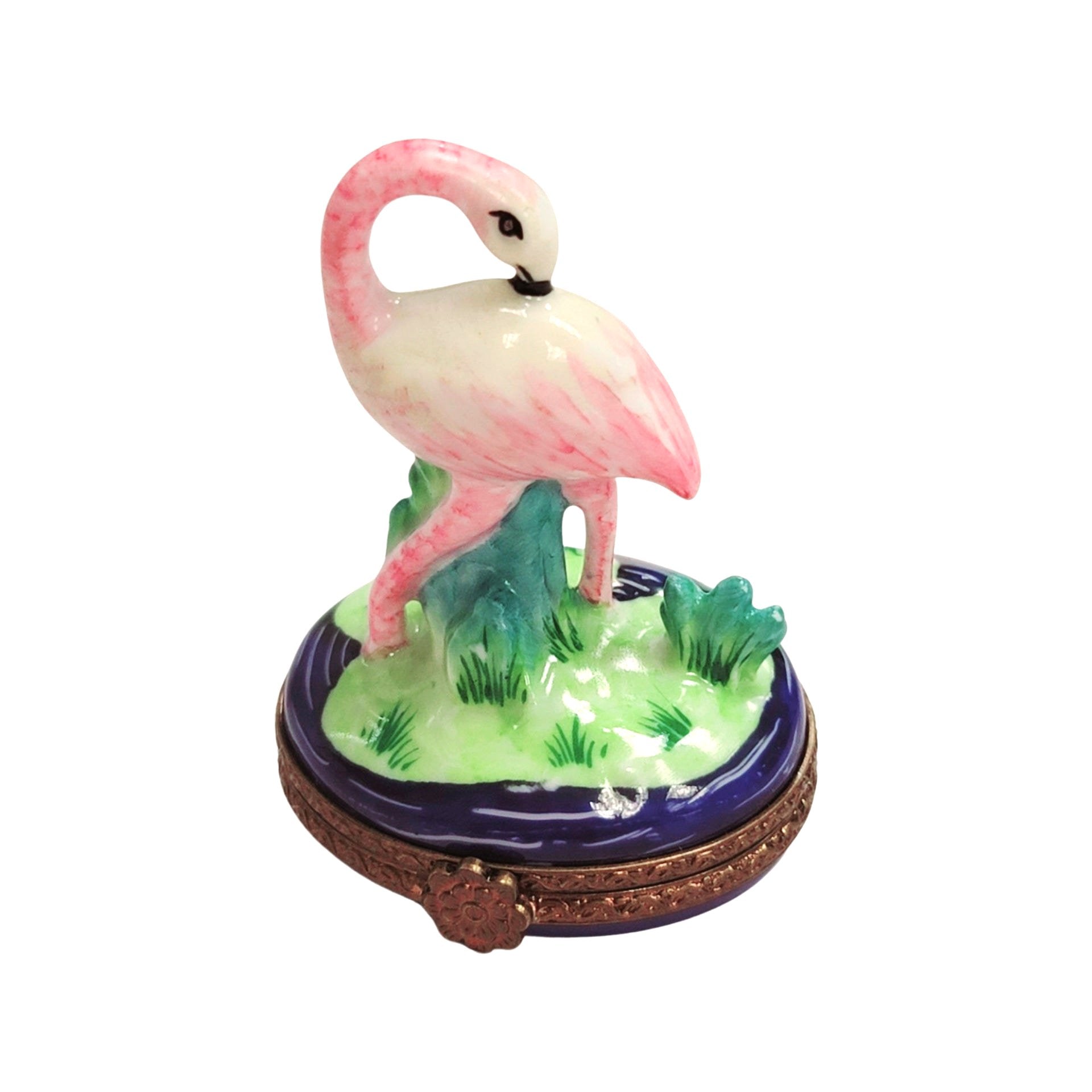 Elegant Flamingo Limoges Box Porcelain Limoges wild birds French Trinket Box