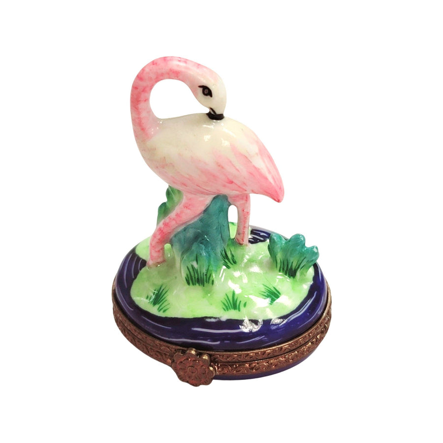 Elegant Flamingo Limoges Box Porcelain Limoges wild birds French Trinket Box