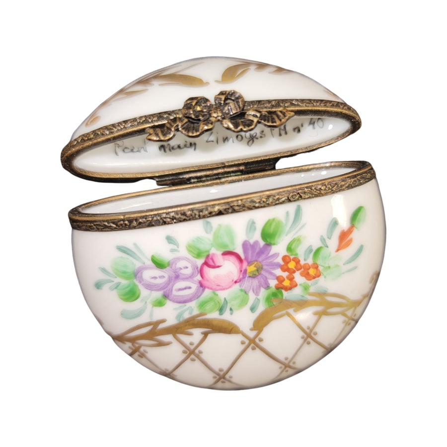 Elegant Floral Gold Box Porcelain Limoges LIMOGES BOXES traditional French Trinket Box