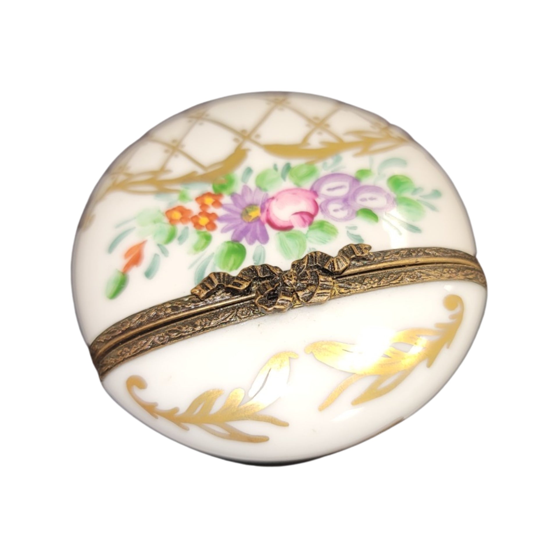 Elegant Floral Gold Box Porcelain Limoges LIMOGES BOXES traditional French Trinket Box