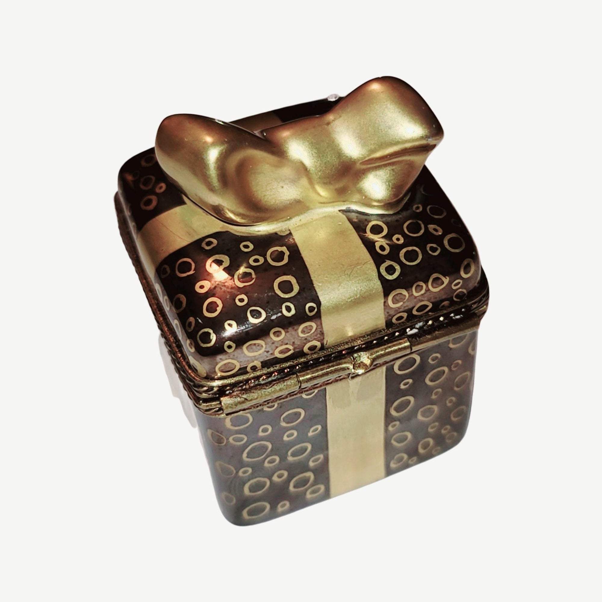 Elegant Gold Bow Gift Box Porcelain Limoges gift present birthday special French Trinket Box