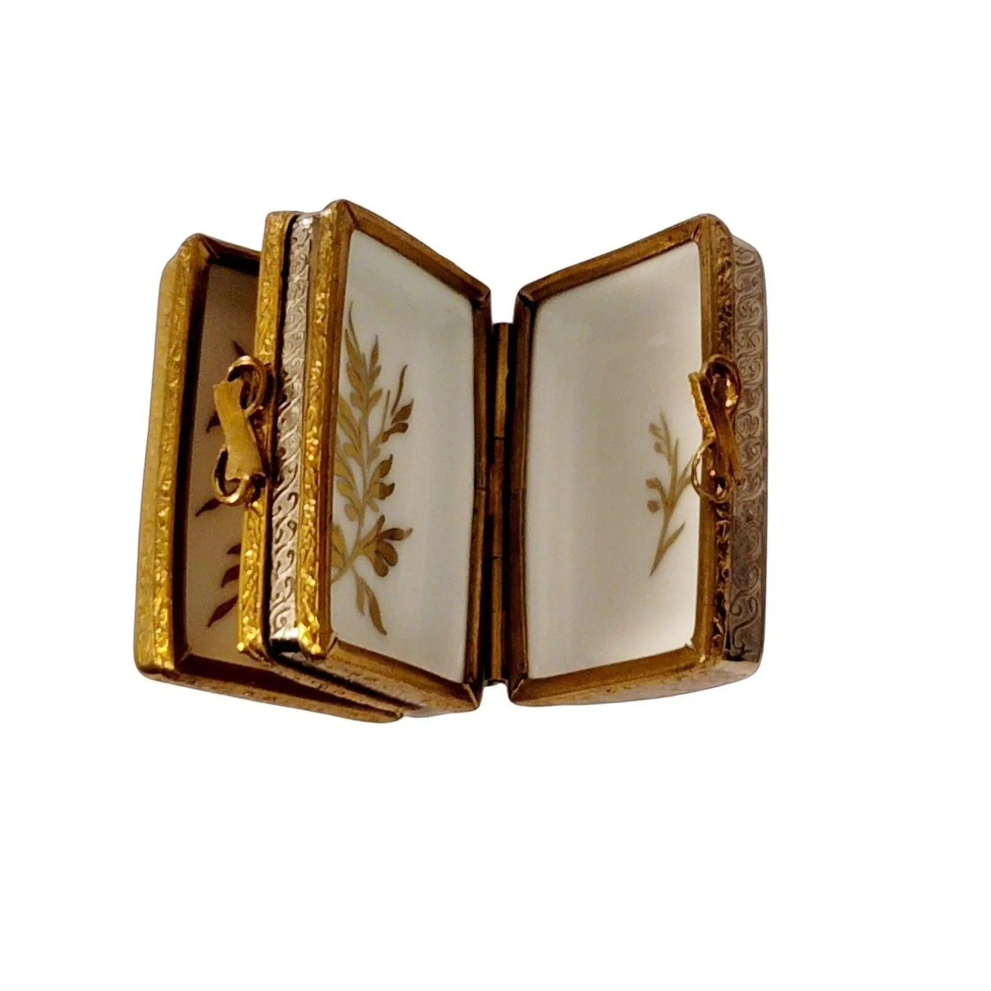 Elegant Gold Double Hinged Box Porcelain Limoges traditional special occasions French Trinket Box