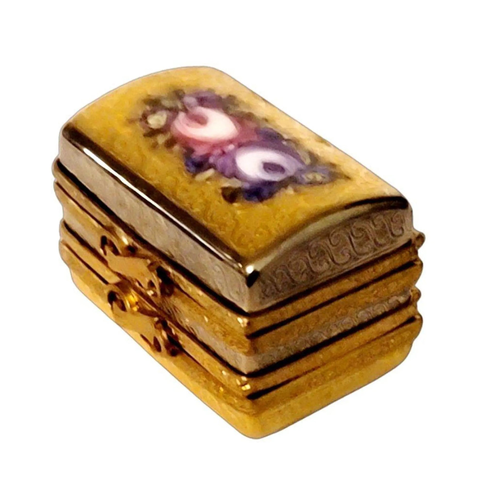 Elegant Gold Double Hinged Box Porcelain Limoges traditional special occasions French Trinket Box