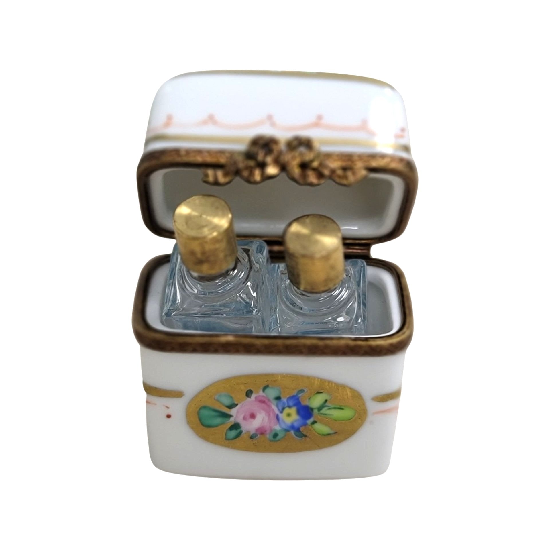 Elegant Gold Perfume Box Porcelain Limoges Perfume French Trinket Box