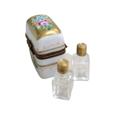 Elegant Gold Perfume Box Porcelain Limoges Perfume French Trinket Box