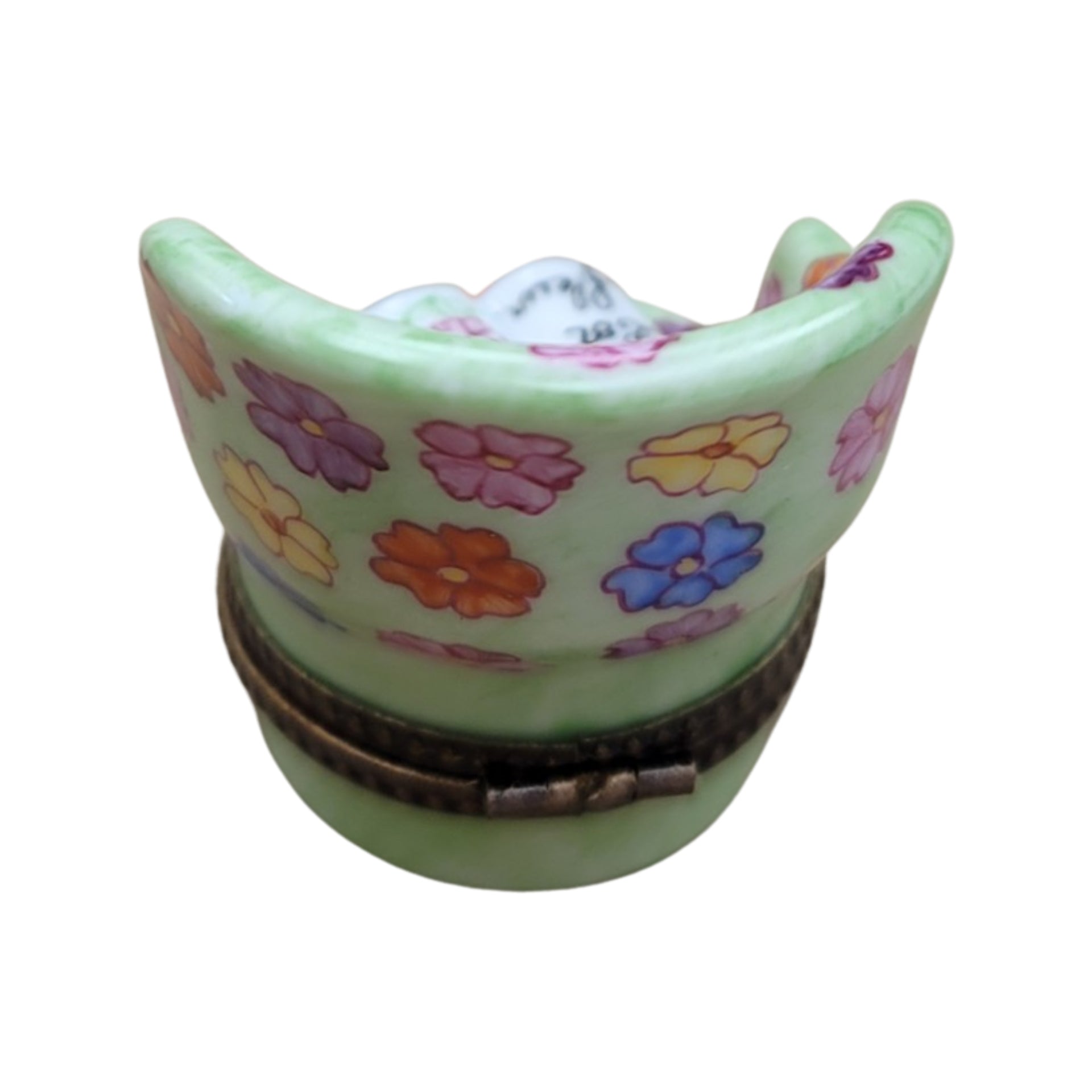 Elegant Green Chair Figurine Porcelain Limoges furniture French Trinket Box