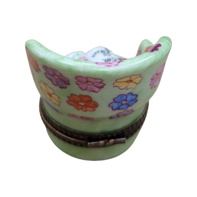 Elegant Green Chair Figurine Porcelain Limoges furniture French Trinket Box